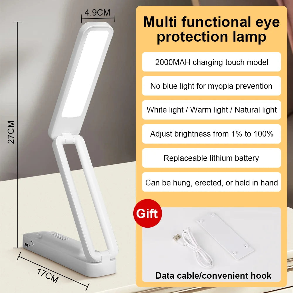 Premium USB Rechargeable Desk Lamp - 3-Color Dimmable Touch