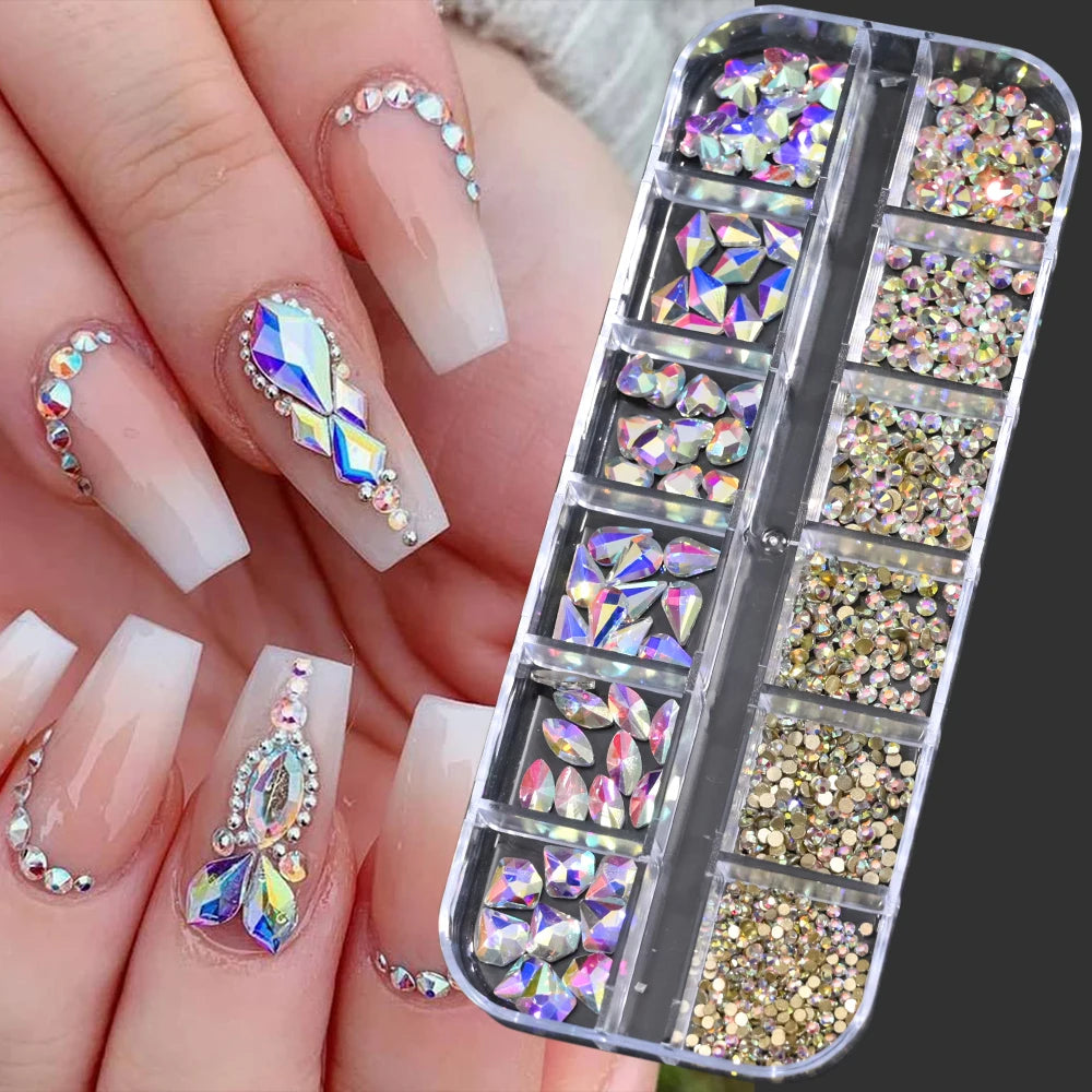 Luxury Crystal Chain Nail Charms - Rhinestone Diamond Art