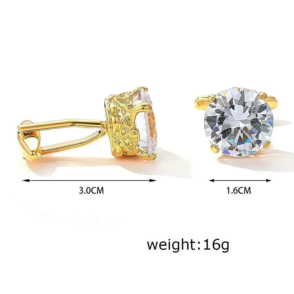 Luxury Gold Zircon Cufflinks - Elegant Men's French Shirt Accessories