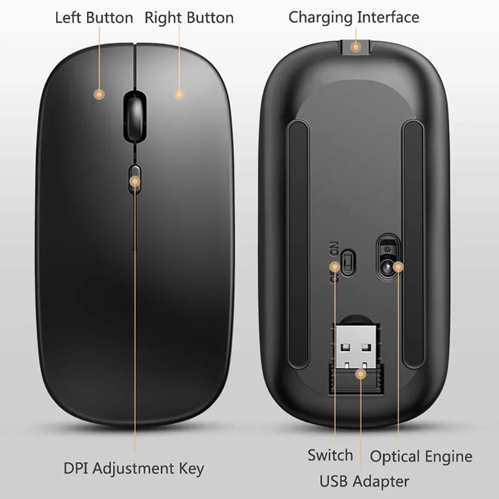 Wireless Gaming Mouse - Rechargeable & Silent Click
