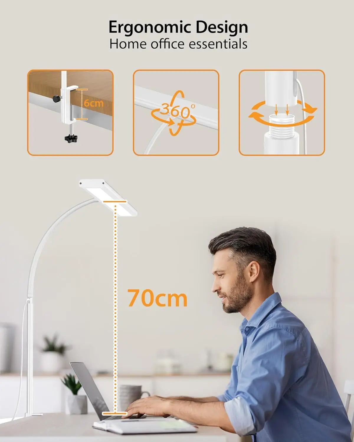 Premium LED Desk Lamp with Clamp - Eye-Caring & Dimmable