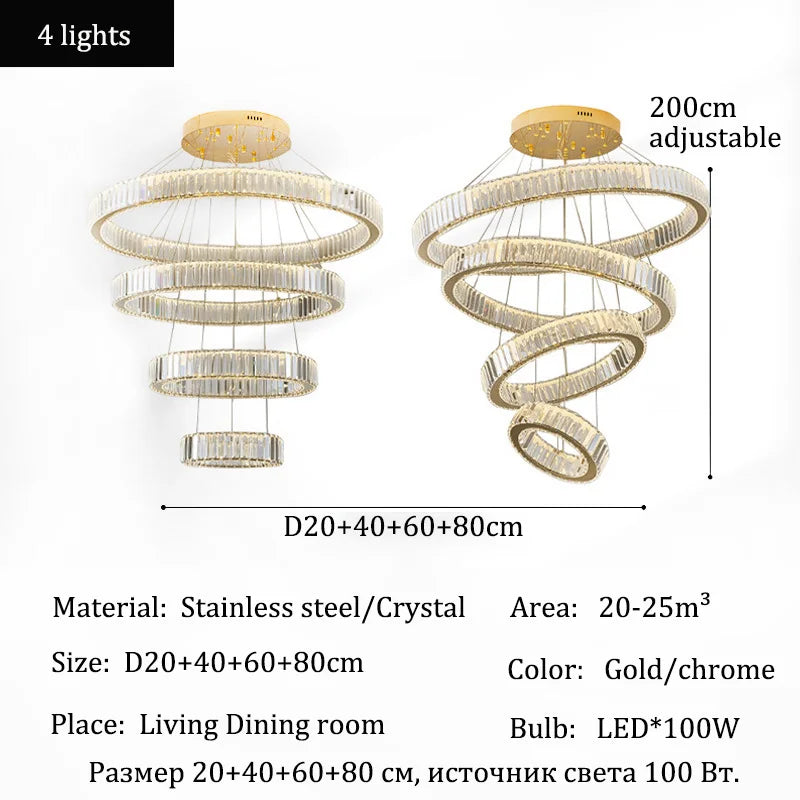 Elegant Crystal Ring Chandelier - Modern Dining Room Lighting