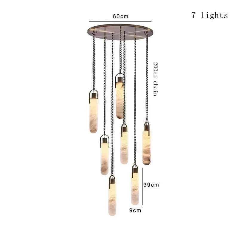 Luxury Marble Pendant Chandelier – Premium Solid Brass