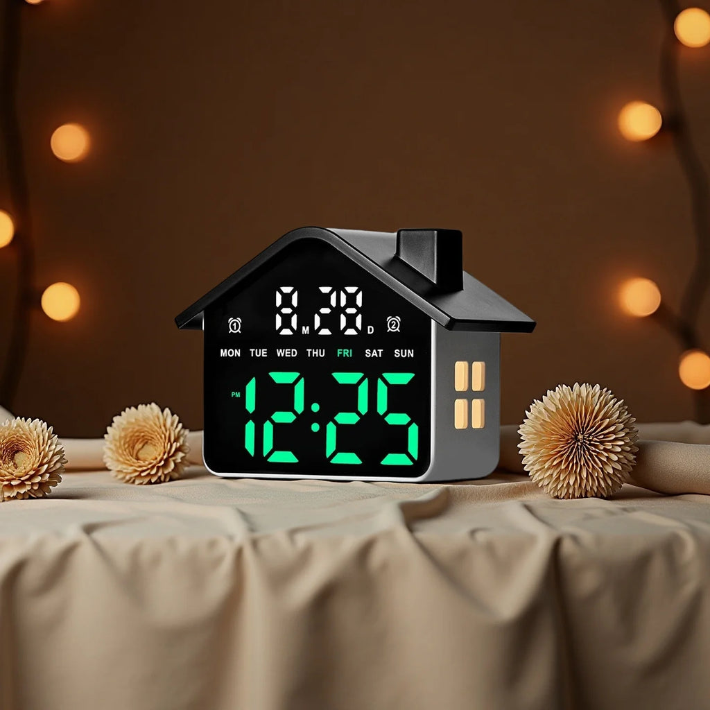 Premium LED Digital Alarm Clock - Voice Control & Night Light