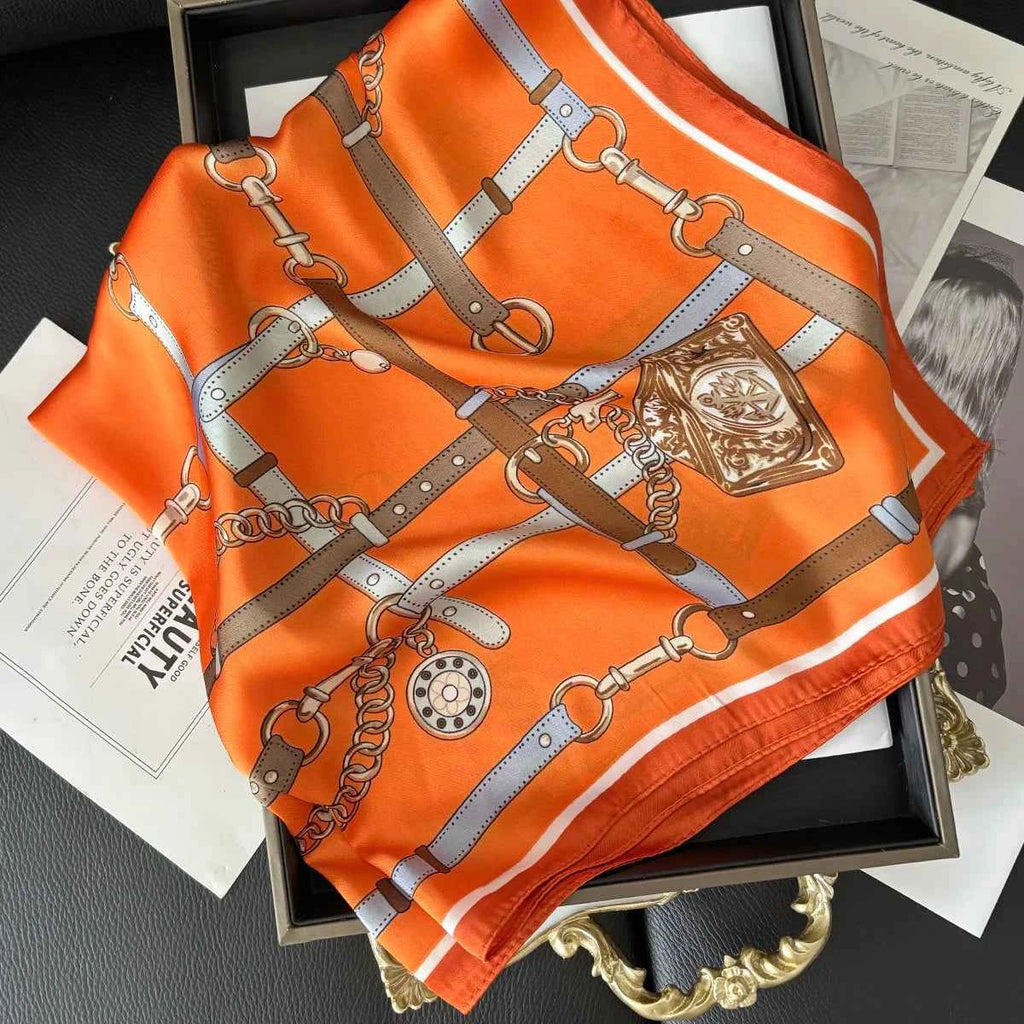 Elegant Square Satin Scarf - Soft Neckerchief & Headband