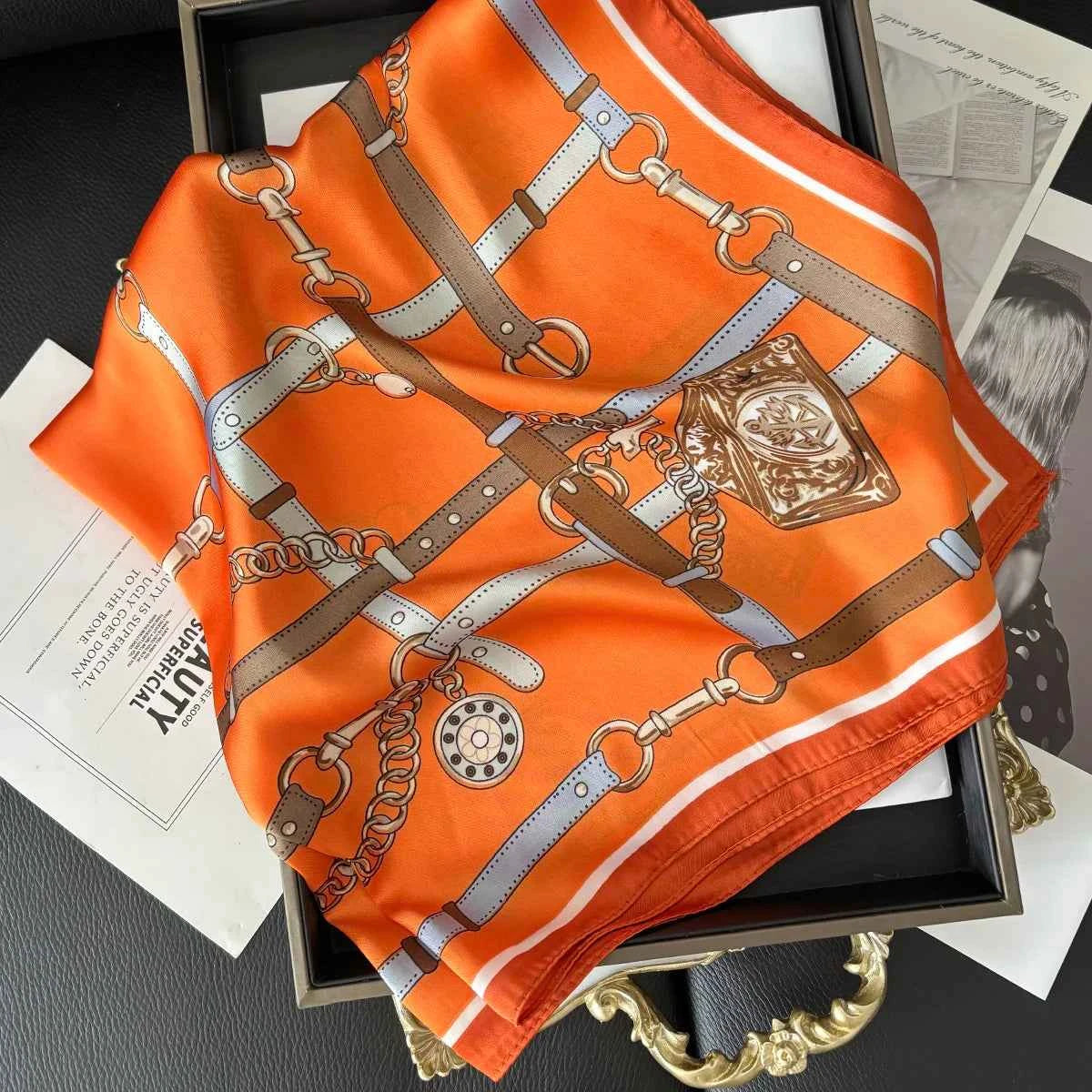 Elegant Square Satin Scarf - Soft Neckerchief & Headband