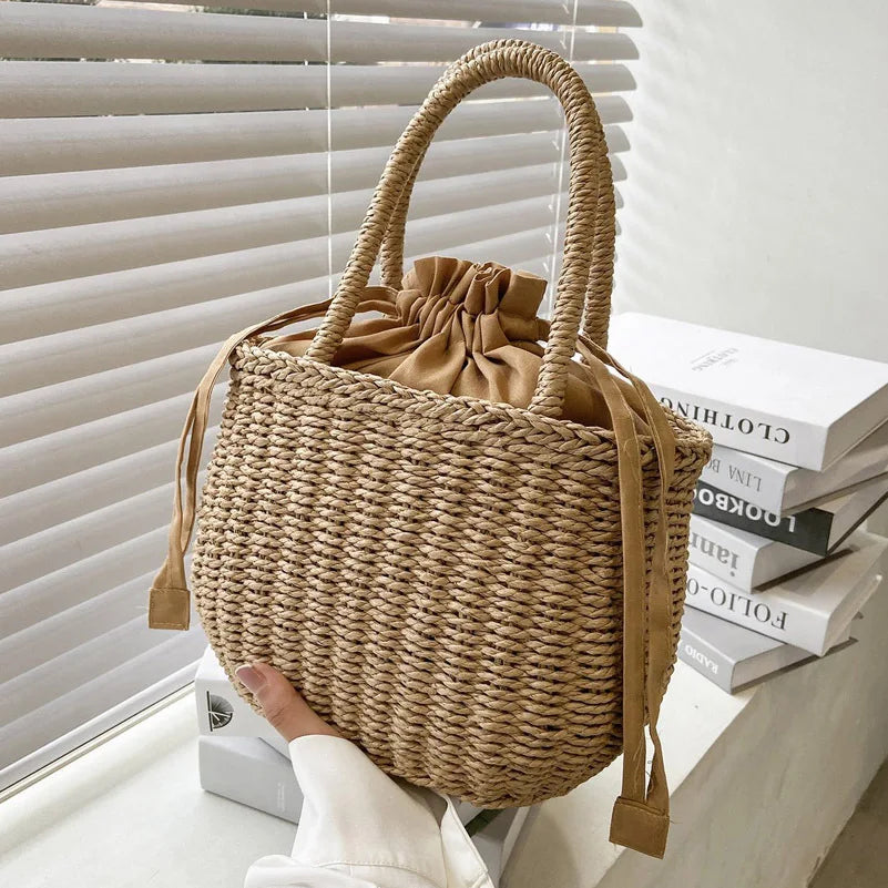 Elegant Straw Clutch - Retro Woven Rattan Bag
