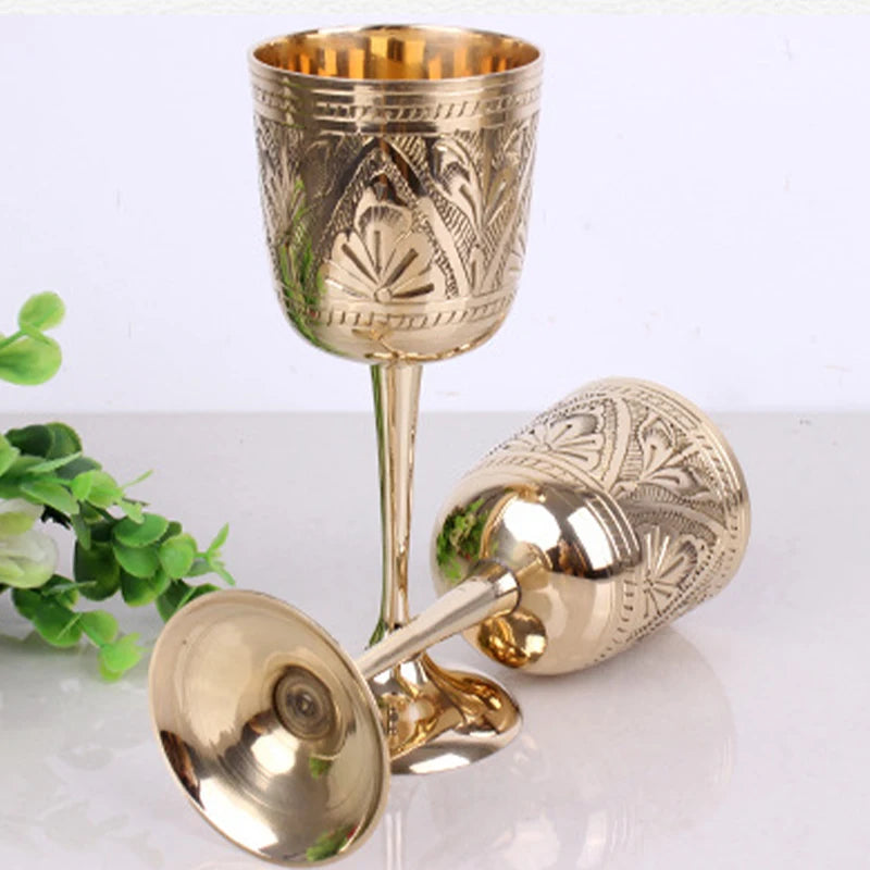 Elegant Pure Brass Wine Glass - Handmade Small Goblet