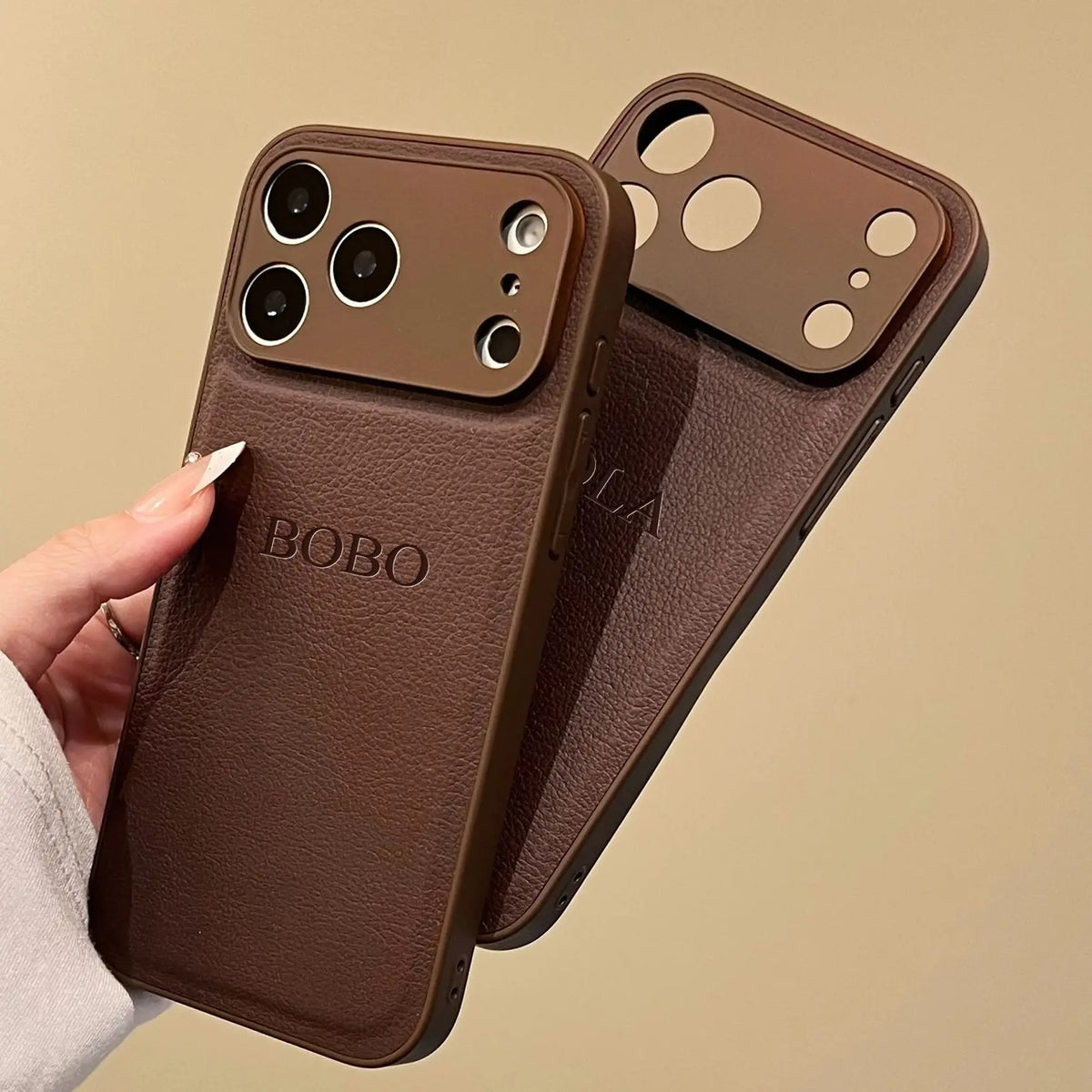 Luxury Personalized Faux Leather Phone Case - Custom Monogram Cover