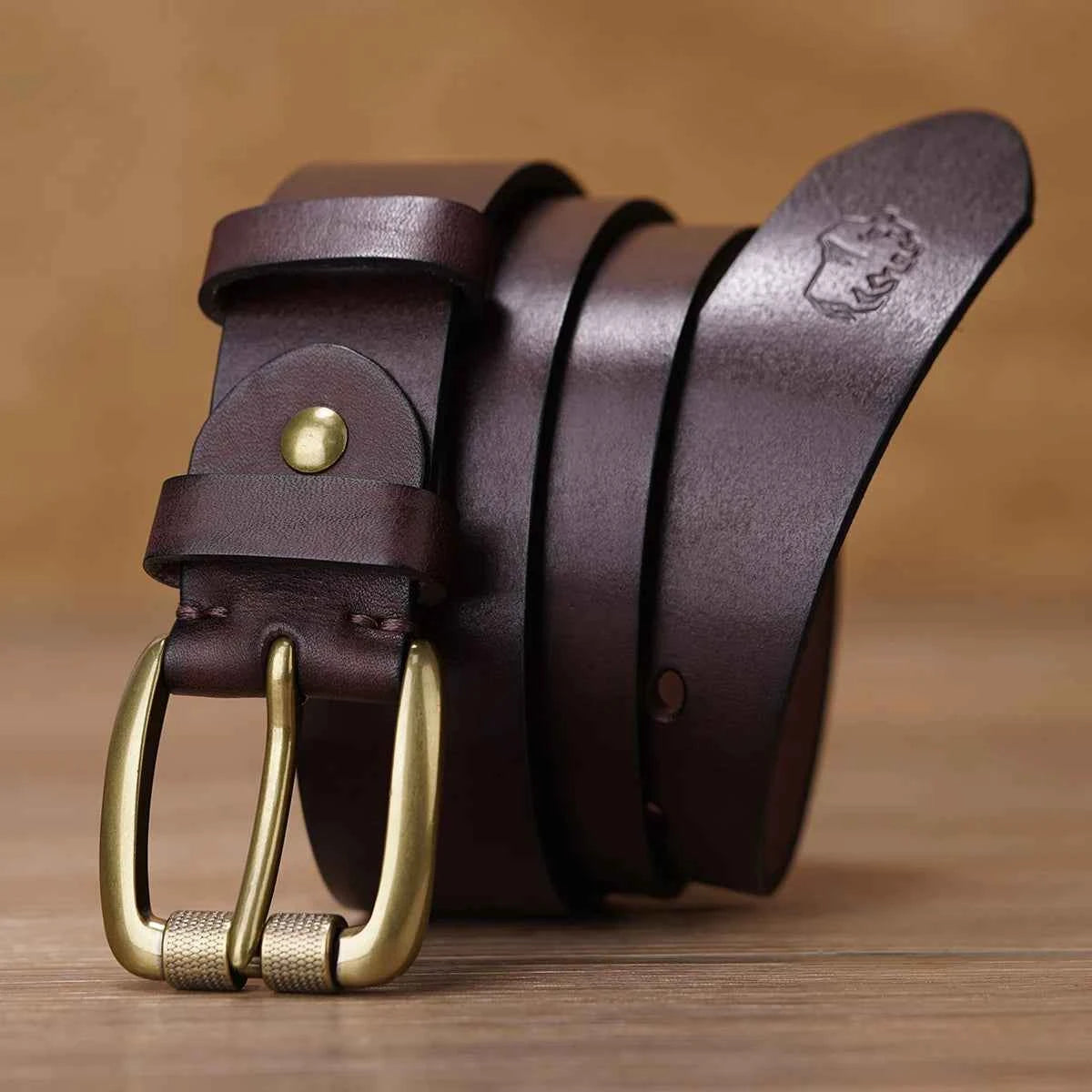 Premium Cowskin Leather Belt - Vintage Pin Buckle