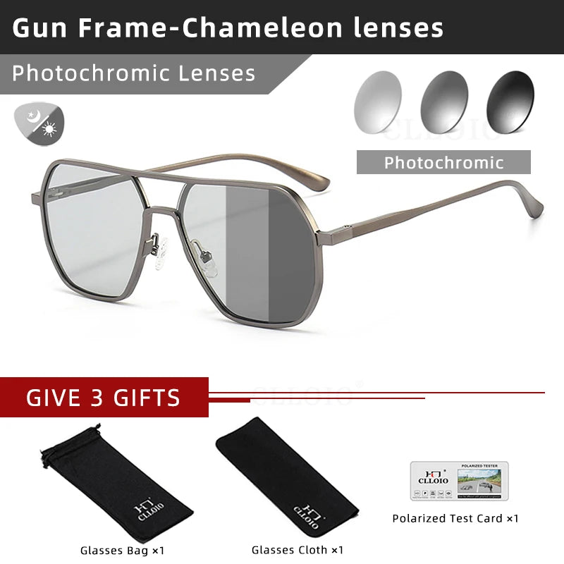 Premium Aluminum Photochromic Sunglasses - Polarized Anti-Glare