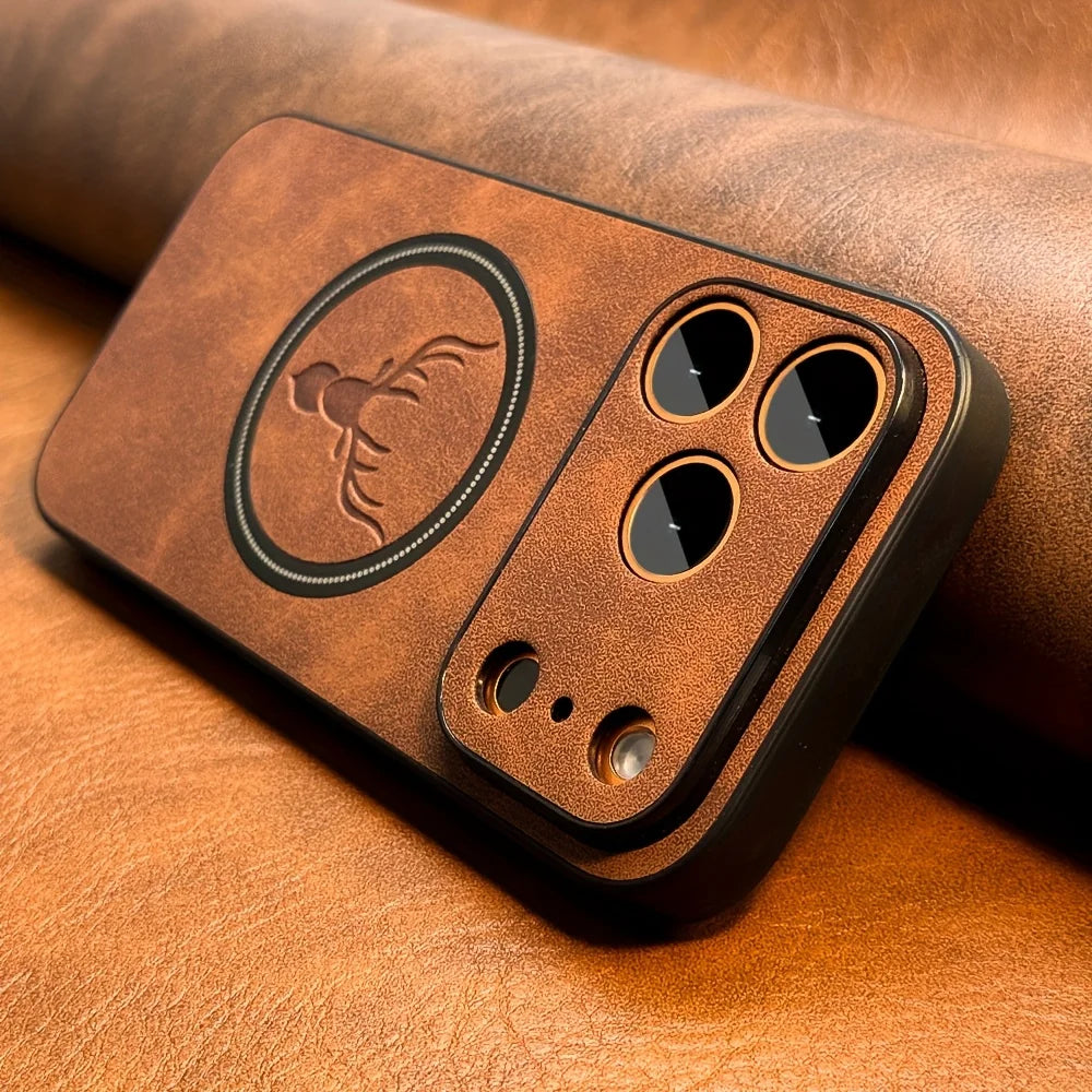 Luxury PU Leather MagSafe Phone Case - Shockproof Cover