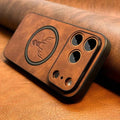 Luxury PU Leather Deer iPhone Case - MagSafe & Shockproof Cover