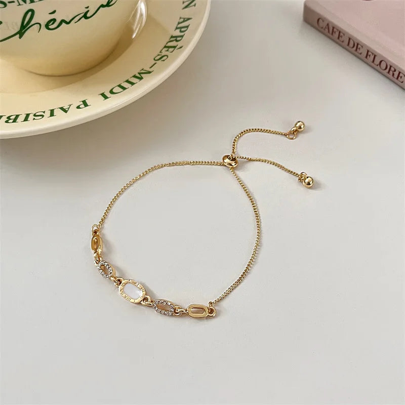 Luxury Geometric Gold Zircon Bracelet - Square Design
