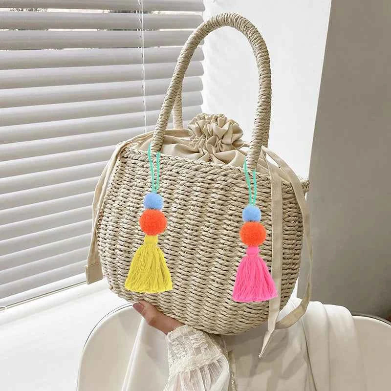 Elegant Straw Clutch - Retro Woven Rattan Bag