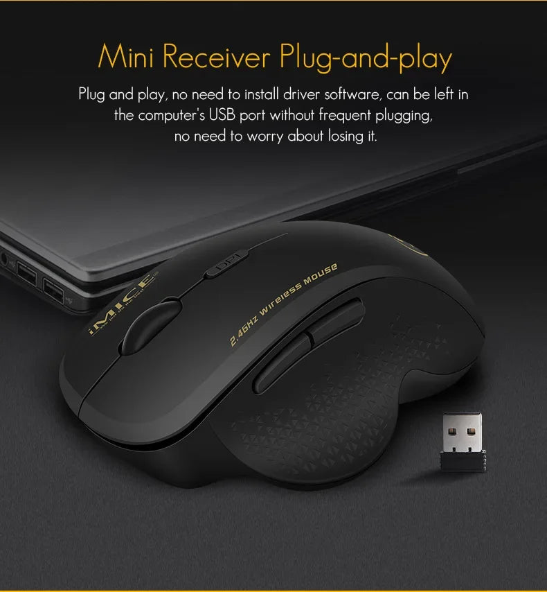 Premium Wireless Silent Mouse - 3 Adjustable DPI & 6 Buttons