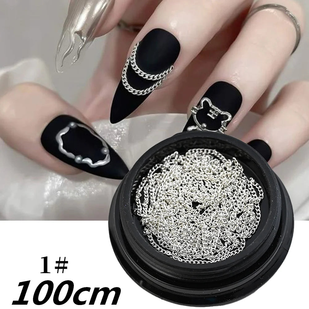 Luxury Crystal Chain Nail Charms - Rhinestone Diamond Art