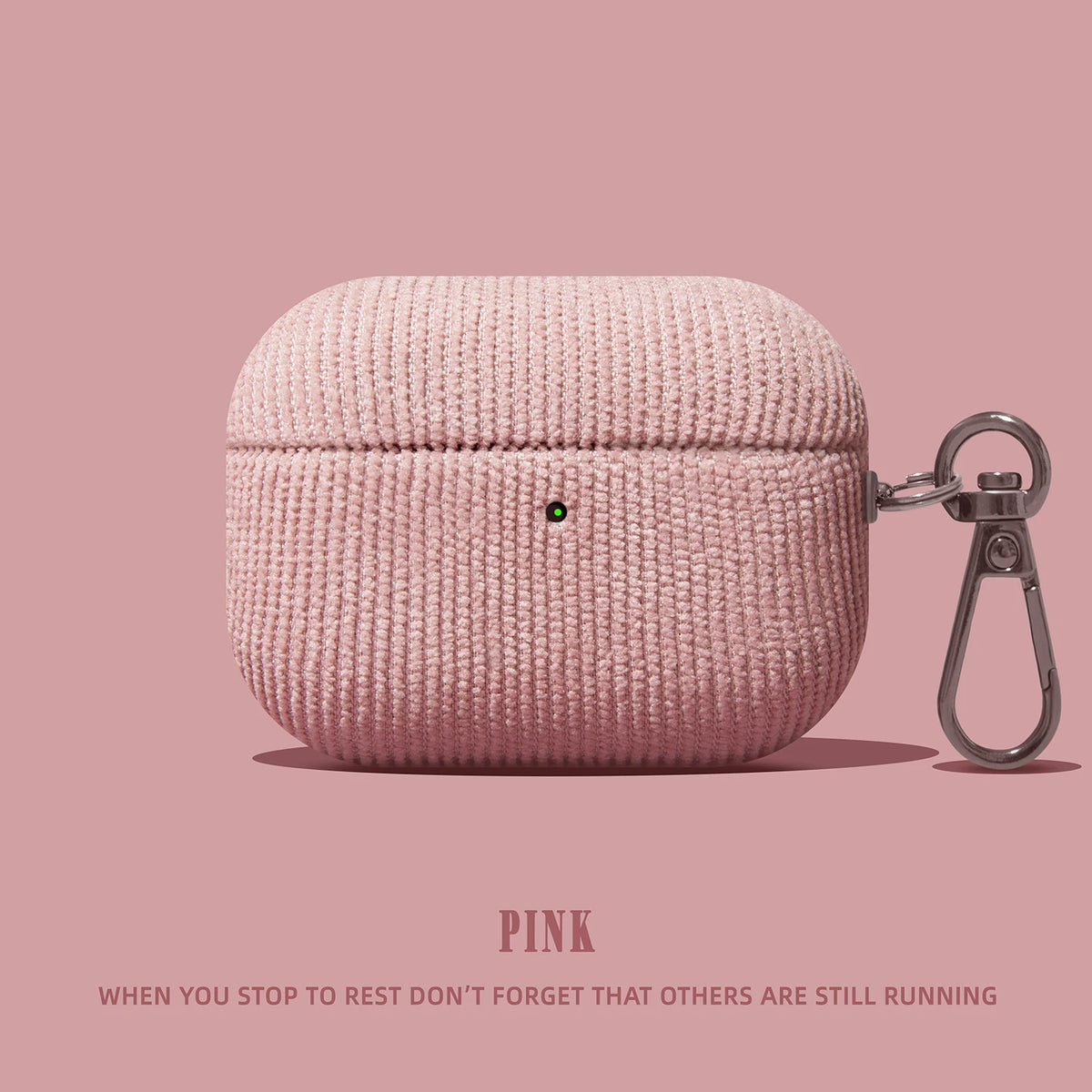 Luxury Corduroy Leather Airpods Case with Keychain