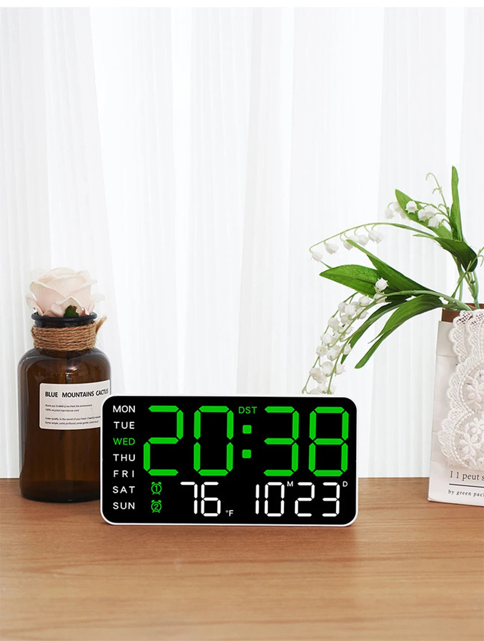 Premium Large Digital Wall Clock - Remote Control & Dual Alarms