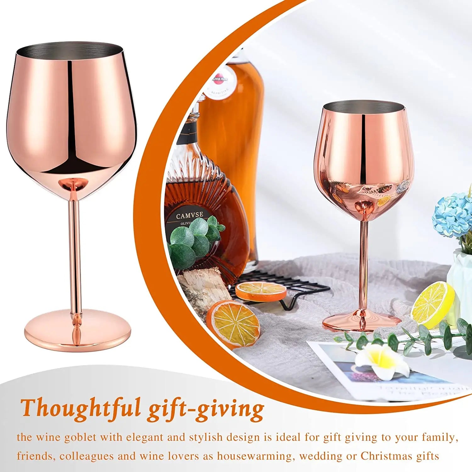 Premium Unbreakable Wine Glasses - Stainless Steel Stemware