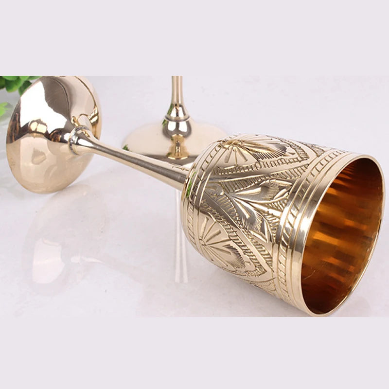 Elegant Pure Brass Wine Glass - Handmade Small Goblet