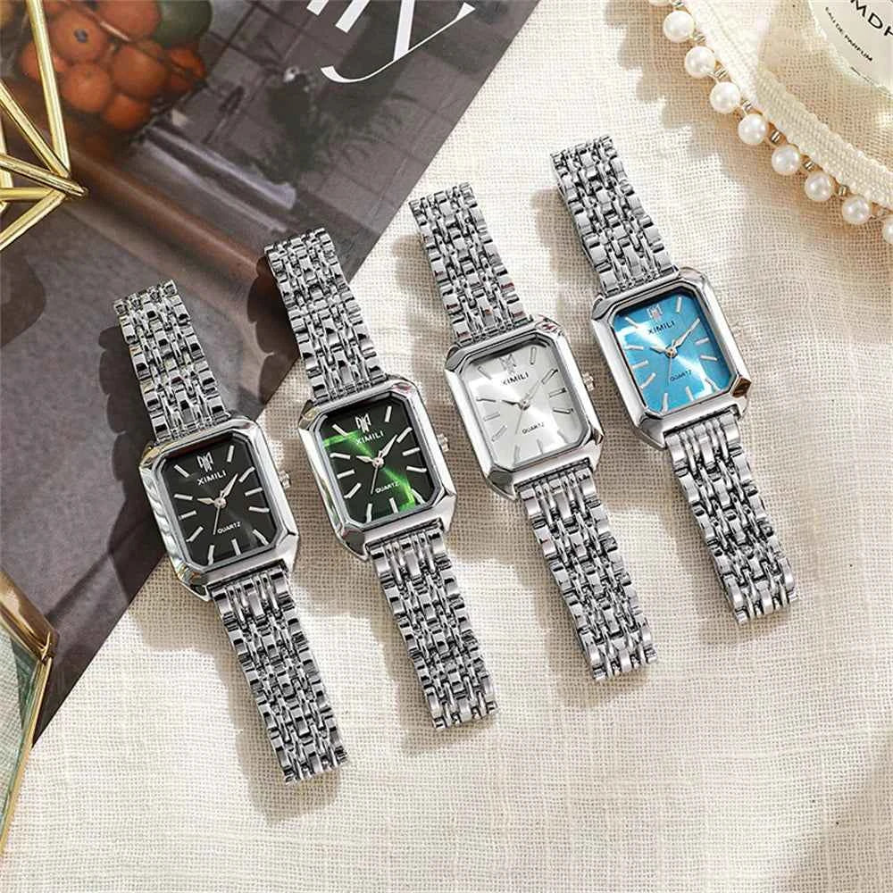 Elegant Ladies Quartz Gold Watch - Square Stainless Steel