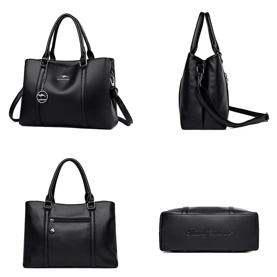 Luxury Leather Shoulder Bag - Elegant Crossbody Tote