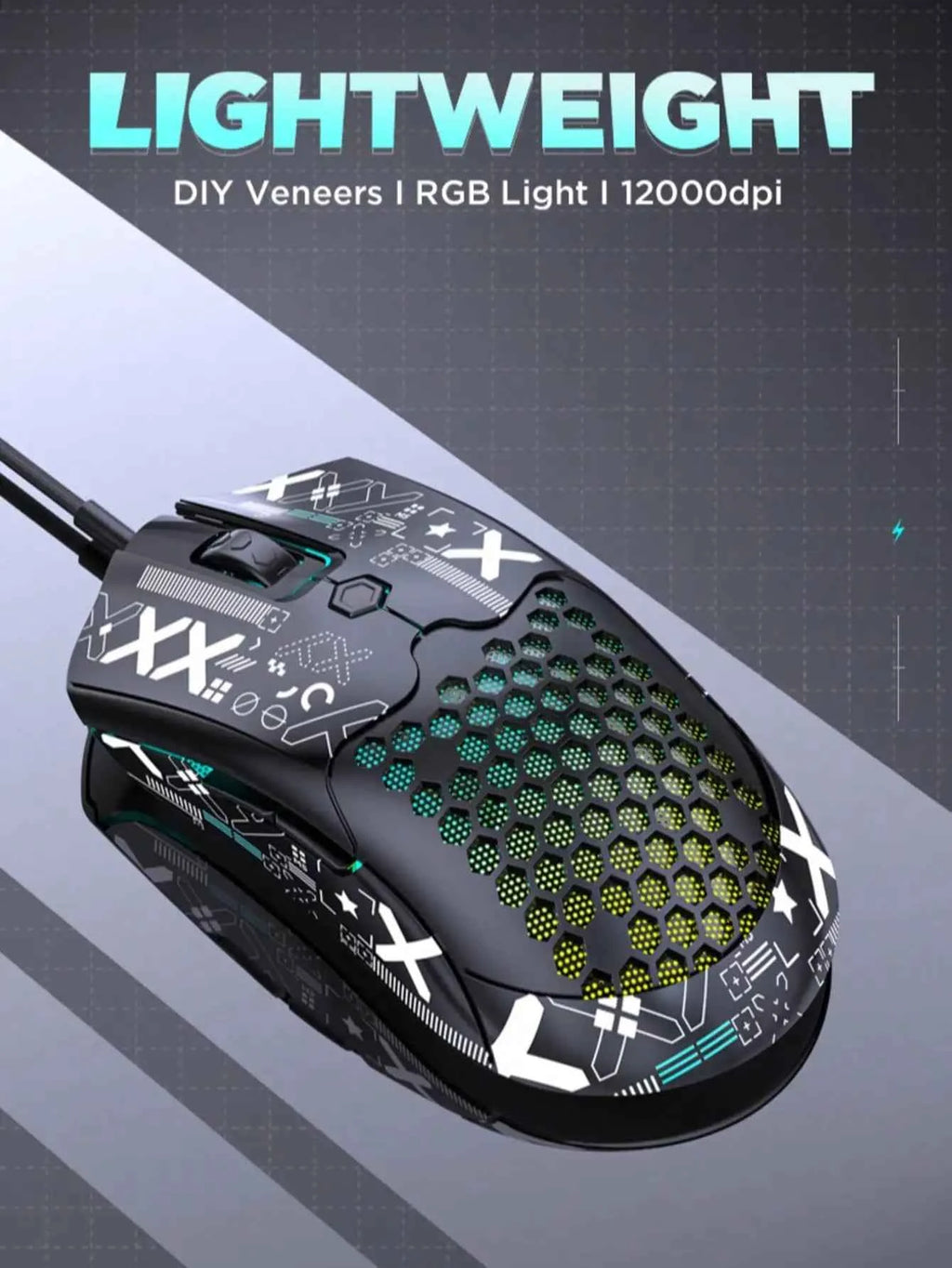 M5 lightweight wired hole mouse gaming RGB luminous PAW3325 mouse 12000DPI