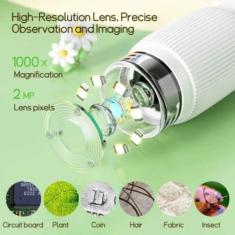 Premium Kids Handheld Microscope - 1000x Zoom & 2 Inch Screen