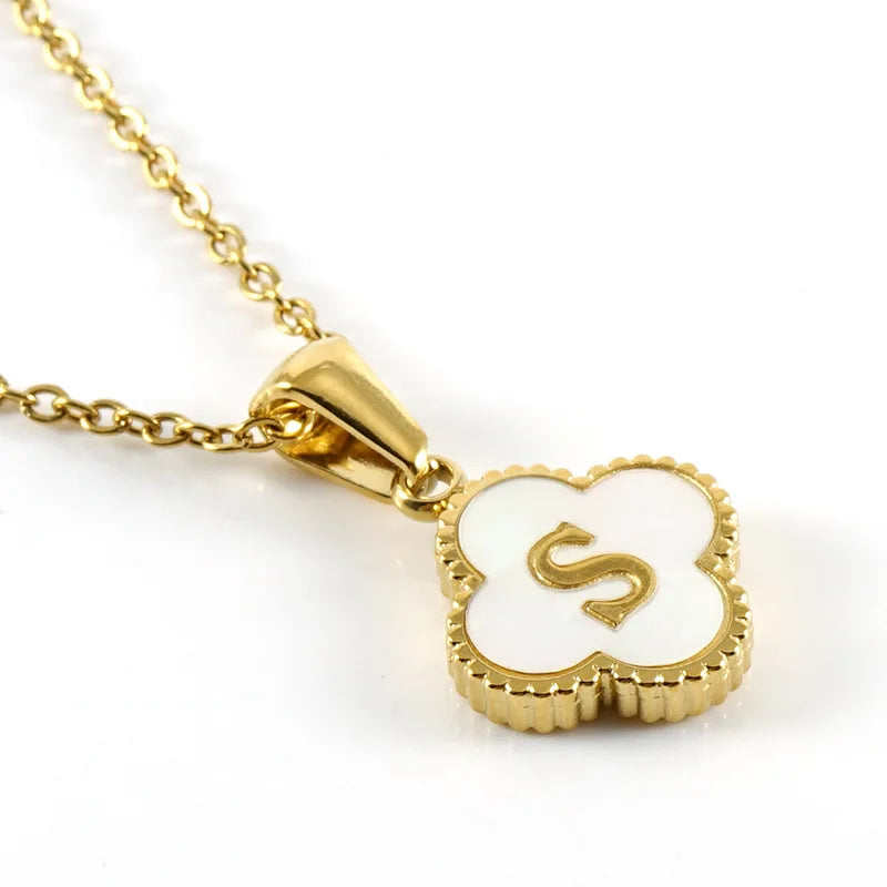 Elegant Initial Letter Necklace - Lucky Shell Gold Pendant
