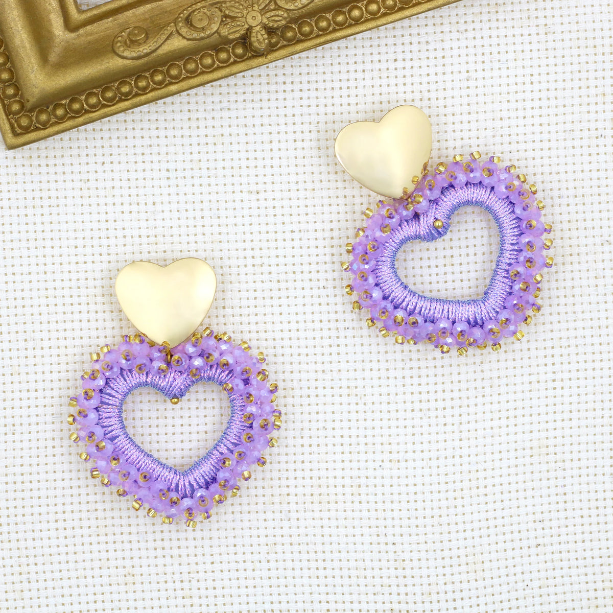 Elegant Heart Shape Drop Earrings - Handmade Crystal Jewelry