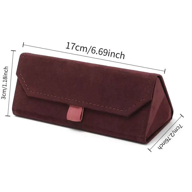 Plush Triangle Folding Glasses Case - Soft & Elegant