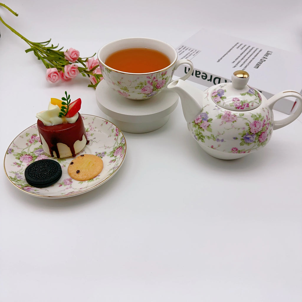 Elegant Rose Ceramic Teapot Set - European Afternoon Tea