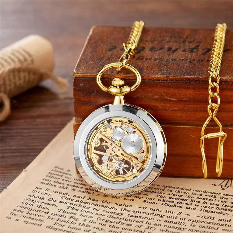 Luxury Mechanical Pocket Watch - Hollowed Gold Design