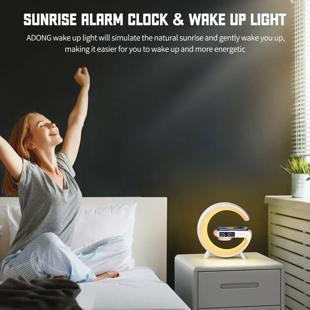 Premium Wireless Charger Desk Lamp with Bluetooth Speaker & RGB Night Light