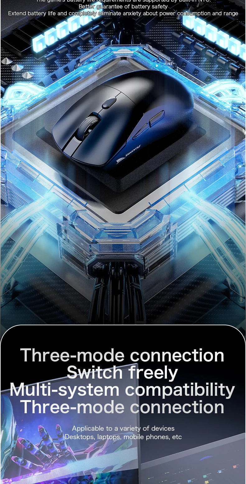 Premium Wireless Gaming Mouse - Tri-Mode PAW3311 Lightweight