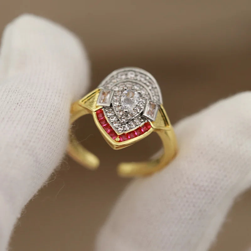 Luxury Crystal Waterdrop Open Ring - Adjustable Zirconia Jewelry