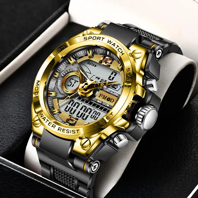 Digital Steel Military Wristwatch - LED Quartz Sports Clock