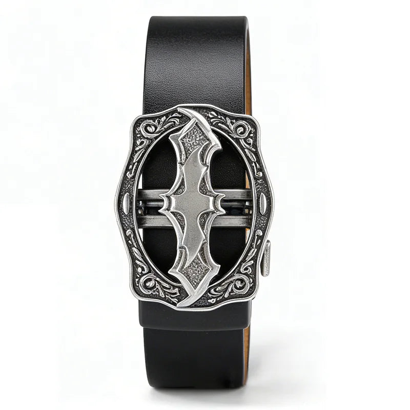Vintage Retro Automatic Belt with Bat Buckle