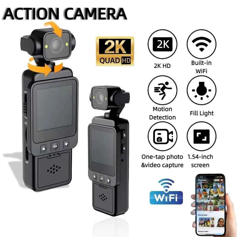 Professional Wireless Sports Camera - 2K HD & 270° Lens