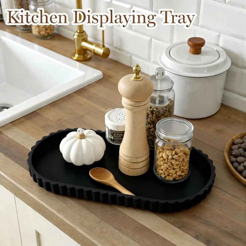 Elegant Scalloped Edge Luxury Decorative Tray - Oval Design