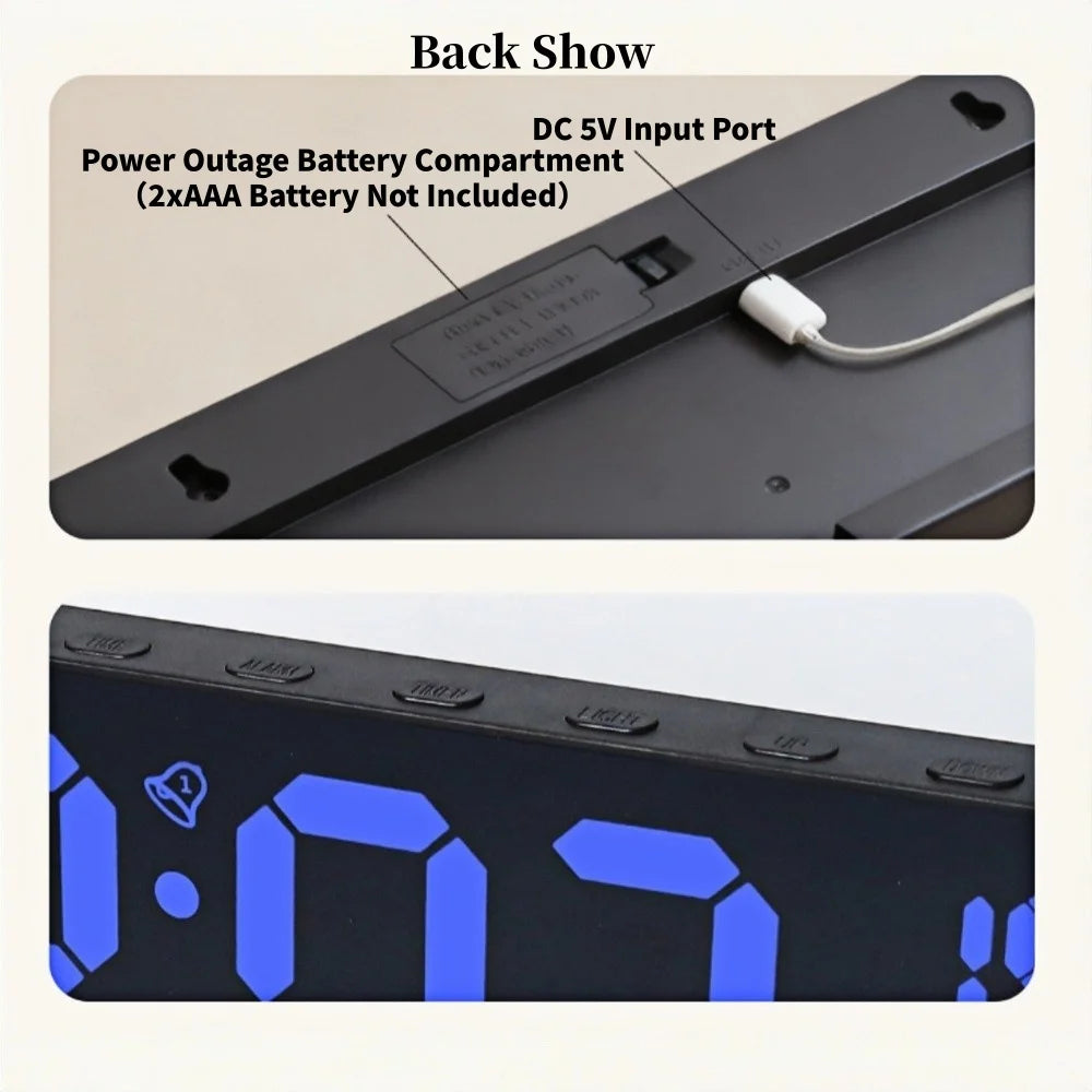 Premium Large RGB Digital Clock - Temp, Humidity & Date