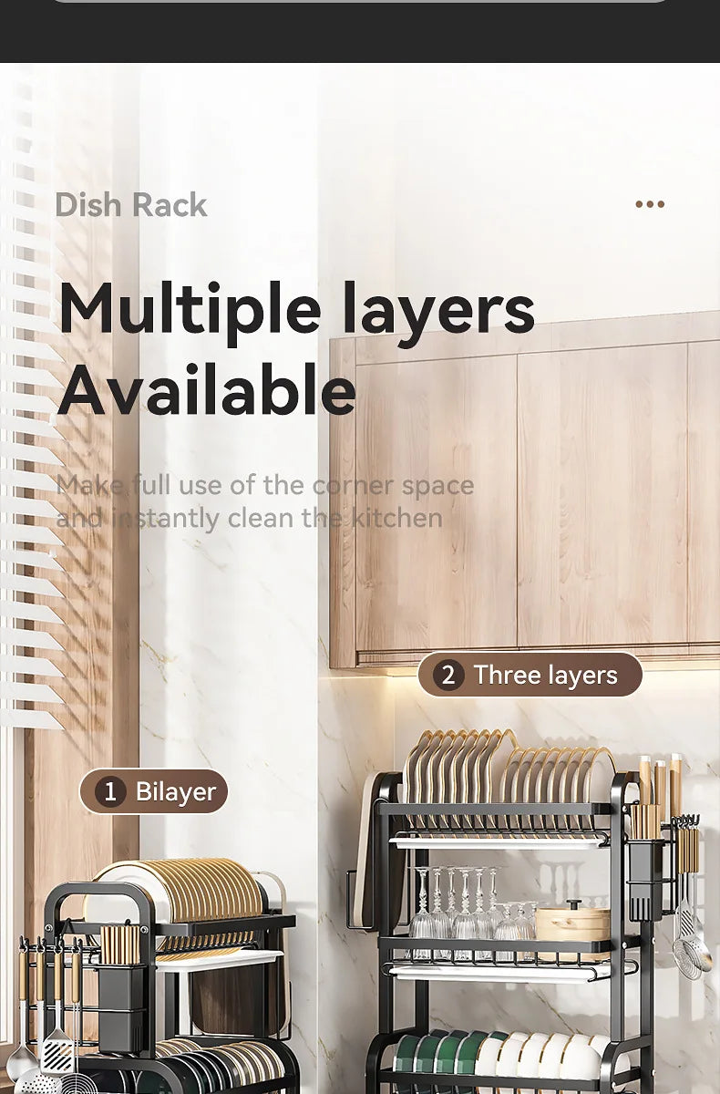 Premium Kitchen Tableware Organizer - Multi-use Drain Rack