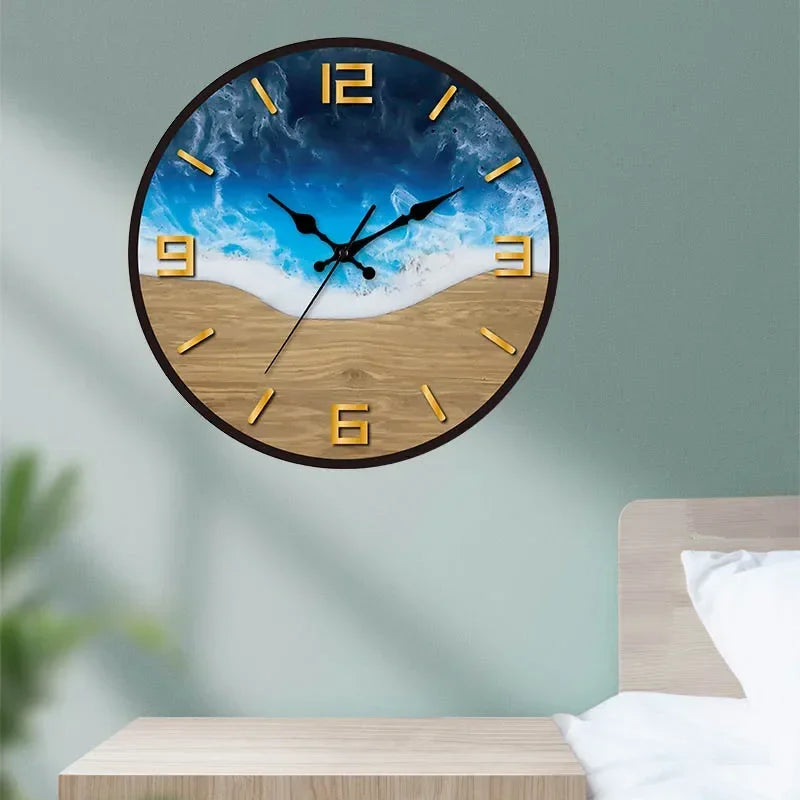 Premium Luxury Wood Grain Wall Clock - Transparent Acrylic Design