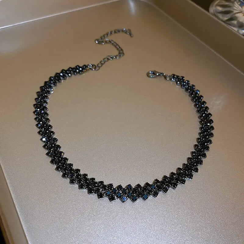 Luxury Shiny Full Rhinestone Choker Necklace - Geometric Crystal Jewelry