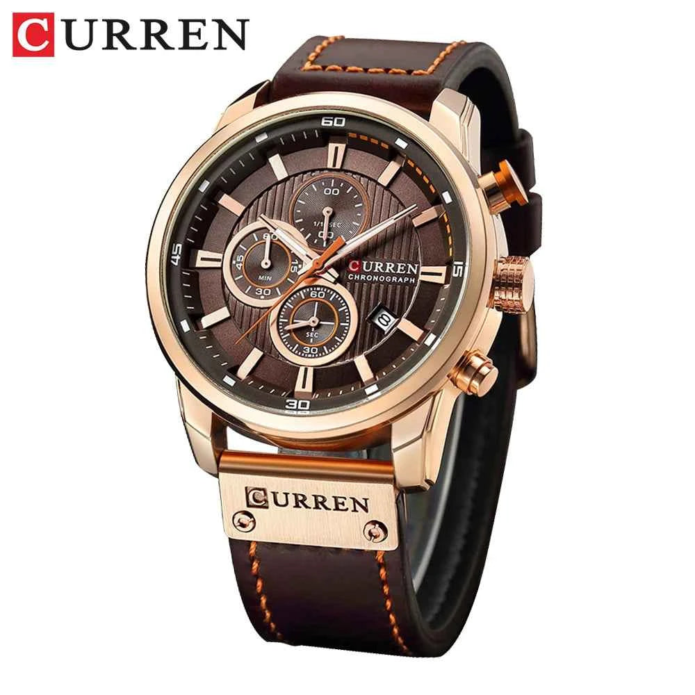 Luxury Men's Quartz Chronograph Watch - Leather Strap
