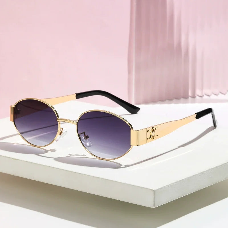 Luxury Retro Oval Metal Sunglasses - Stylish Unisex Eyewear
