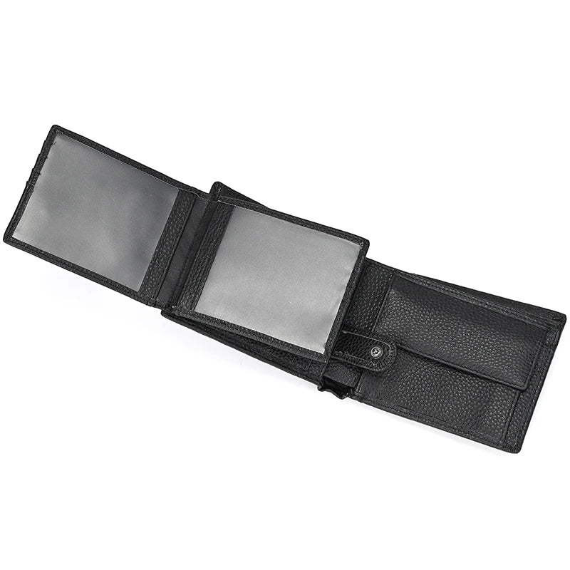 Premium Cow Leather Short Wallet - Unisex Hasp Clutch