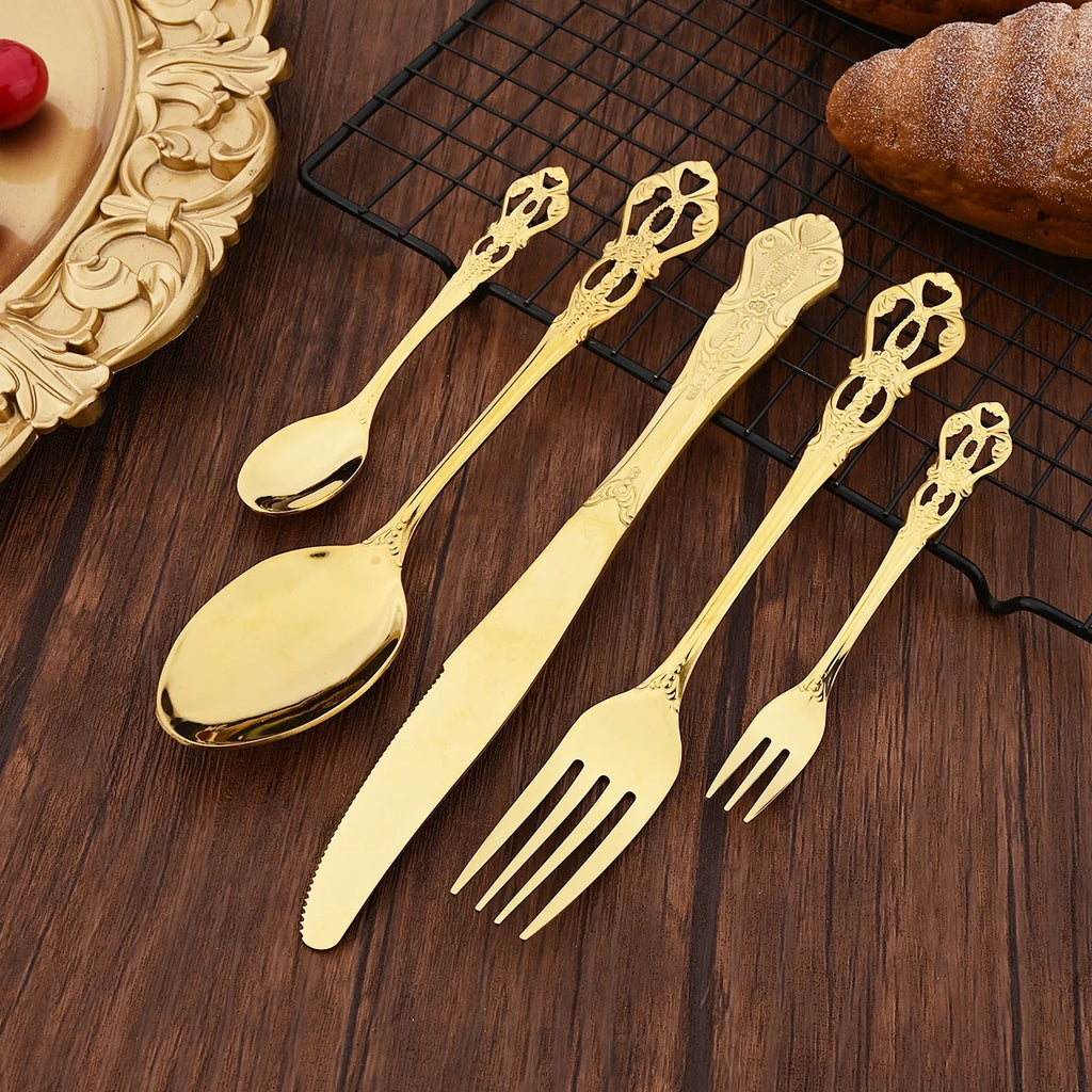 Elegant Rose Gold Dinnerware Set - 20-Piece Flatware