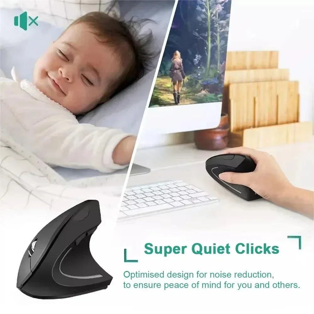 Premium Wireless Vertical Mouse - Ergonomic, 3 DPI Levels